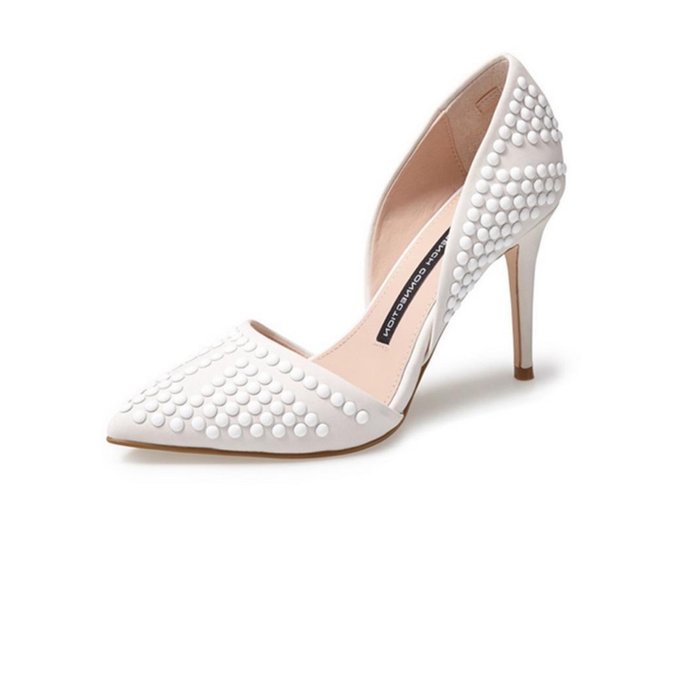 White studded heels